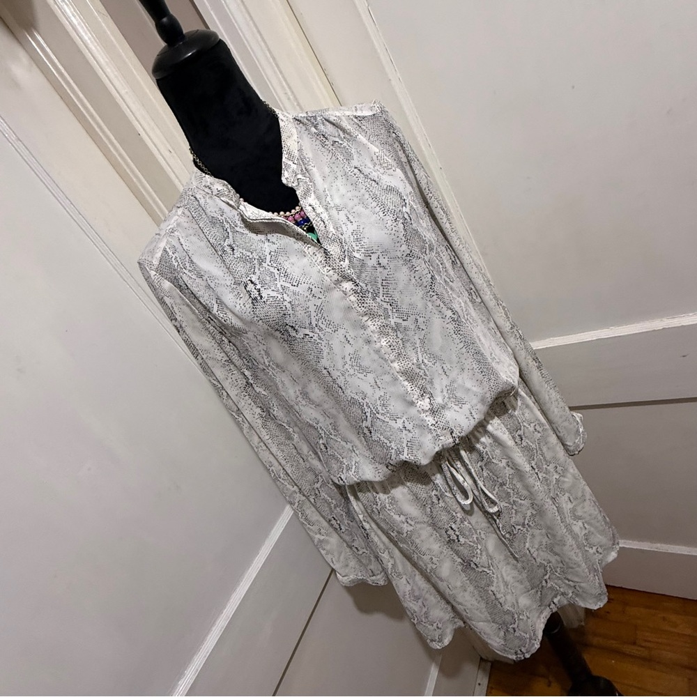 Hilary Radley Snakeskin Print Long Sleeve Dress